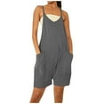 thumbnail image 1 of ICHUANYI Clearance Women's Summer Women's Zipper Pocket Suspender Shorts Jumpsuit Strap Pants(Gray, L) ICHUANYI WER2023080806411, 1 of 5
