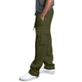 thumbnail image 6 of Cargo Sweatpants for Men Heavyweight Bottom Straight Leg Sweatpant Pockets Plus Size Big and Tall Joggers Army Green XL, 6 of 7