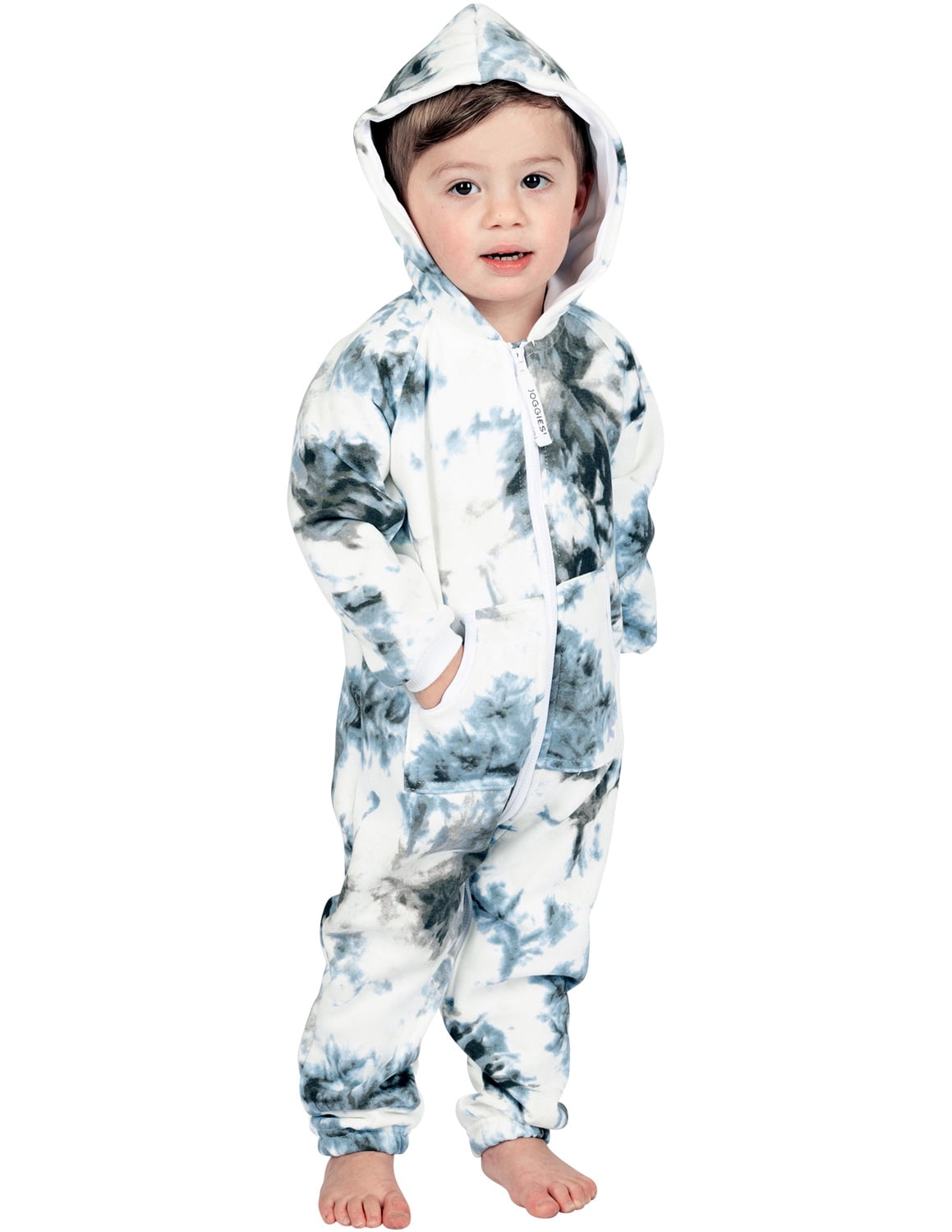 Joggies - TieDye Black Infant Footless Hoodie One Piece - Infant - XLarge (Fits 12-18mos.)