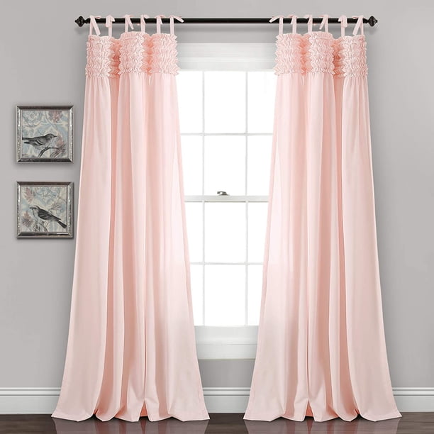 Lydia Curtains Ruffle Window Panel Set for Living, Dining, Bedroom (Pair) 84" x 40" Blush