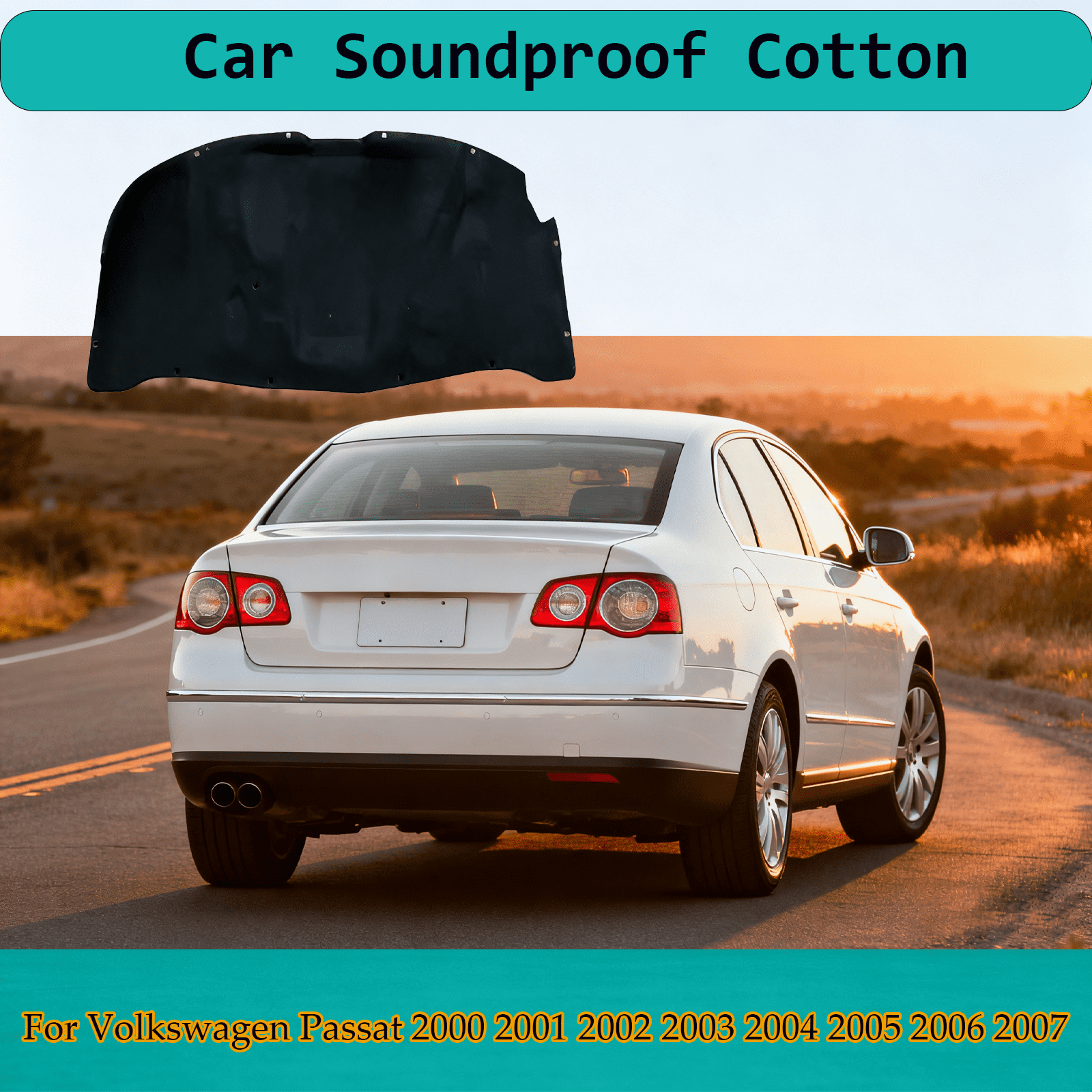 For Volkswagen Passat 2000-2007 Car Hood Engine Insulation Pad,Heat Shield,Sound Deadening Mat,Soundproof Cotton Replacement Accessories Heat Sound Cover-black-2000-2007