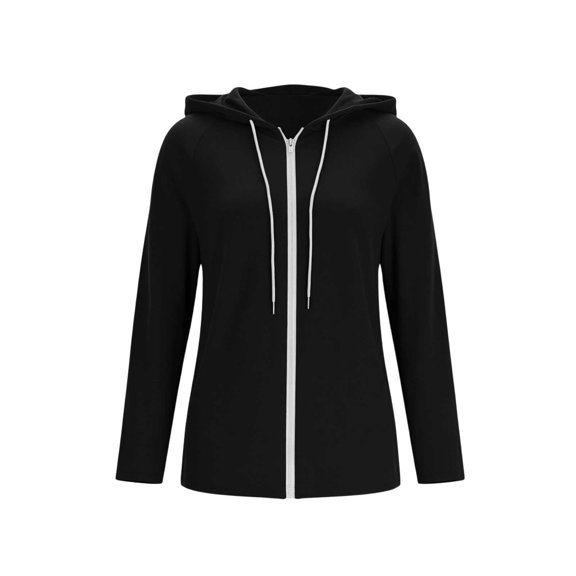 Hoodies for Women Baeitkot Women's Fashion Solid Color Casual Long Sleeve Tops Blouse Sweatshirts Zipper Hooded Thin Jacket