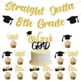 thumbnail image 2 of Black Gold Straight Outta 8th Grade Banner Set, 8th Grade Graduation Theme Party Decoration with Glitter Banner, Big Cake topper, 12Pcs Black GoldCupcake Toppers Glitter for 8th Grade Graduation Party, 2 of 8