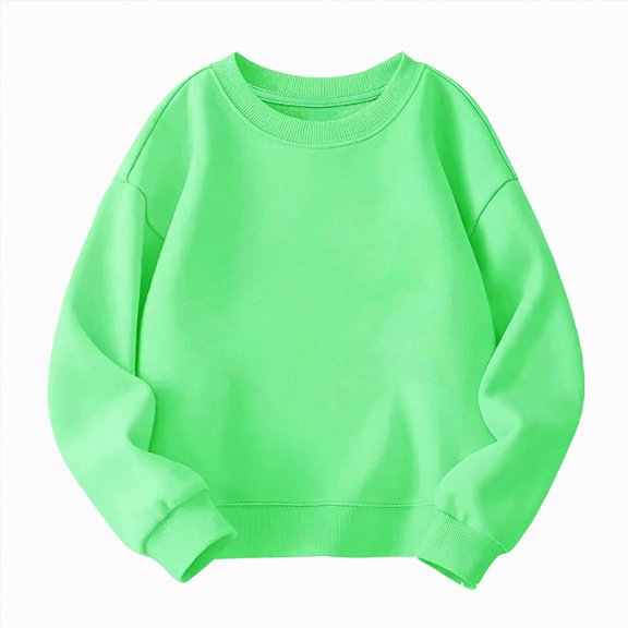 Ccpelsie Girls Fashion Sweatshirt Fleece Pullover Long Sleeve Fall & Winter Top for Toddler Kids(Light Green,9-10 Years)