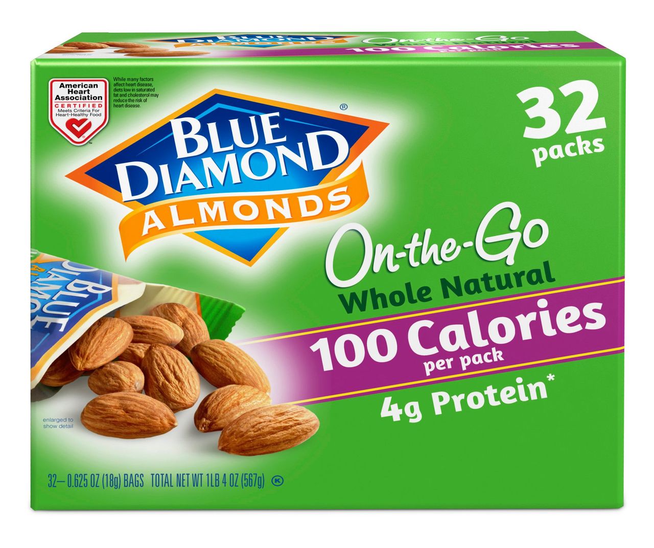 Product of Blue Diamond Whole Natural Almond Snack Packs 32 Ct