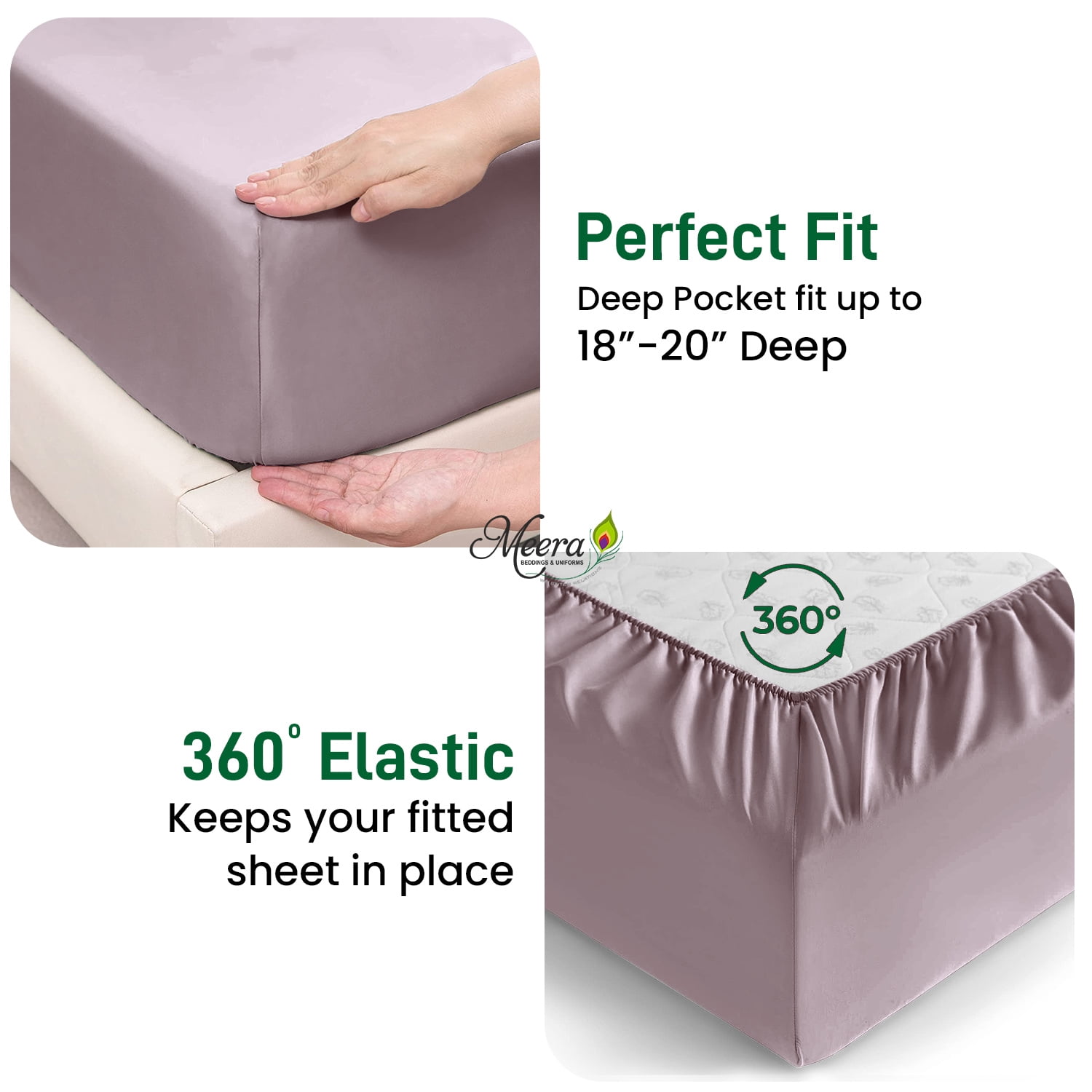 MEERA BEDDING & UNIFORMS Bamboo Bed Sheet with or without Fitted Sheet/ Moisture Wicking, Cooling, Breathable-Queen Size Bed Sheet