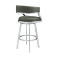 thumbnail image 5 of Saturn Modern 30" Seat Height Gray Faux Leather and Brushed Stainless Steel Metal Swivel Bar Stool for Kitchen Island Counter, 5 of 10