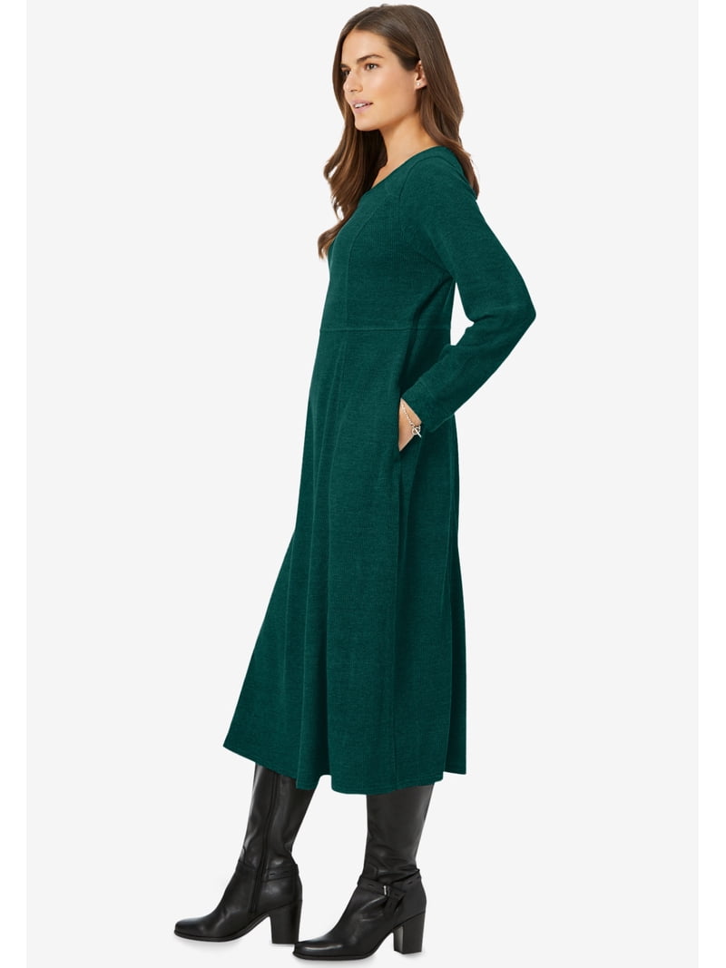 chinese dress ladies Adjustable Zip Neckline Thermal Knit Dress  Nyere Style