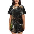 thumbnail image 1 of Fotbe Realistic Style Cute Cat Conjunto de Pijama Estampado para Mujer, 2 Piezas, Ropa de Dormir con Camiseta de Manga Corta y Shorts Suaves-4X-Large, 1 of 6