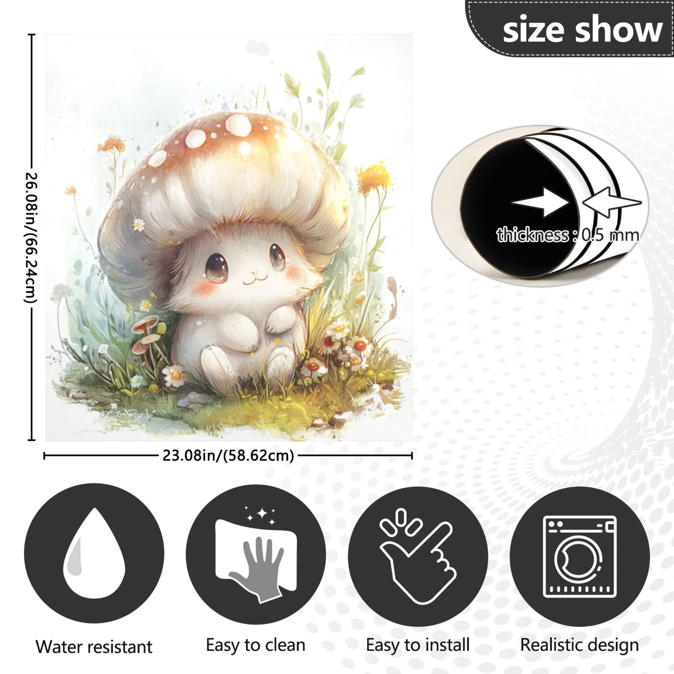 Dishwasher Magnetic Sticker 23x26 Inch Refrigerator Magnetic Sticker Washing Machine Magnetic Sticker Kitchen Panel Magnetic Sticker Home Decor Cartoon Beautiful Brown Mushrooms