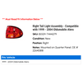 thumbnail image 2 of Right Tail Light Assembly - Compatible with 1999 - 2004 Oldsmobile Alero 2000 2001 2002 2003, 2 of 2