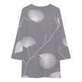 thumbnail image 3 of White Flowers Grey Background Pattern Loose Dress Evening Dress Summer Dresses for Women Luxury Dress Long Sleeved Dress, 3 of 4