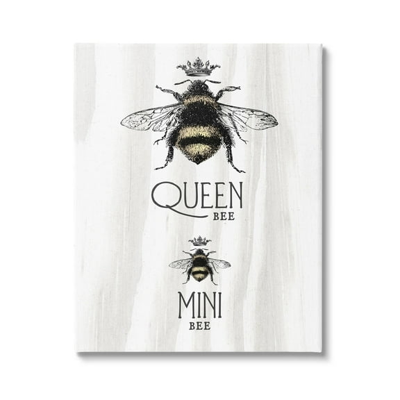 Stupell Industries Queen & Mini Bee Crowned Bumblebees Mother Daughter Canvas Wall Art, 16 x 20, Design by Lil' Rue