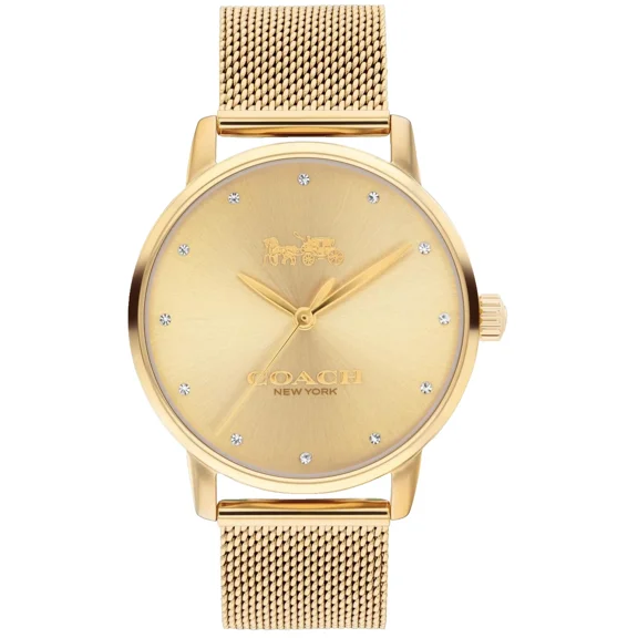 Coach Grand 14504431 Gold Dial & Stainless Steel Mesh Bracelet 36MM Womens Watch