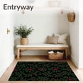 thumbnail image 3 of ODIKA 3'x5' Machine Washable Non-Slip Area Rug, Elegant Floral Wreath Seasonal Yarn Decoration Framework High Traffic Rug, Black, 744437, 3 of 7