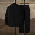 thumbnail image 2 of Yievot Men's Corduroy Jacket Tracksuit Set 2 Pieces Solid Lapel Long Sleeve Button Down Jacket and Straight Leg Pants Set, 2 of 6