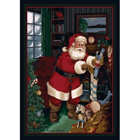 Milliken Seasonal Inspirations Area Rugs - Novelty 01800 Kris Kringle Santa Stockings Presents Christmas Rug