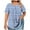 Light Blue, variant on Spring Tops for Women 100% Cotton Short Sleeved Round Neck Button Up Pleated T-Shirts