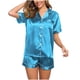 thumbnail image 4 of Conjunto de pijama de seda para mujer: top de satén con botones y pantalones cortos, ropa de estar por casa suave, ideal para las noches de verano y para relajarse de forma informal., 4 of 7
