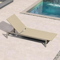 PURPLE LEAF Outdoor Chaise Lounge Set of 2, Patio Wicker Poolside Chairs with Adjustable Backrest, Aluminum Sun Loungers for Garden, Backyard, Poolside,Beige