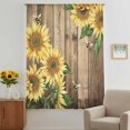 thumbnail image 3 of Sunflower Sheer Curtains 63 Inches Long, Farmhouse Floral Bee Brown Vintage Wood Grain Light Filering Curtains, Breathable Simi Curtain Privacy Drapes for Living Room Bedroom Window Treatment, 3 of 9