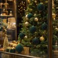 thumbnail image 7 of 6 Inch Green Flocked Christmas Ball Ornament with Gold Thread Diamond Pattern, Large Velvet Xmas Tree Hanging Bauble Decor for Party, 7 of 7