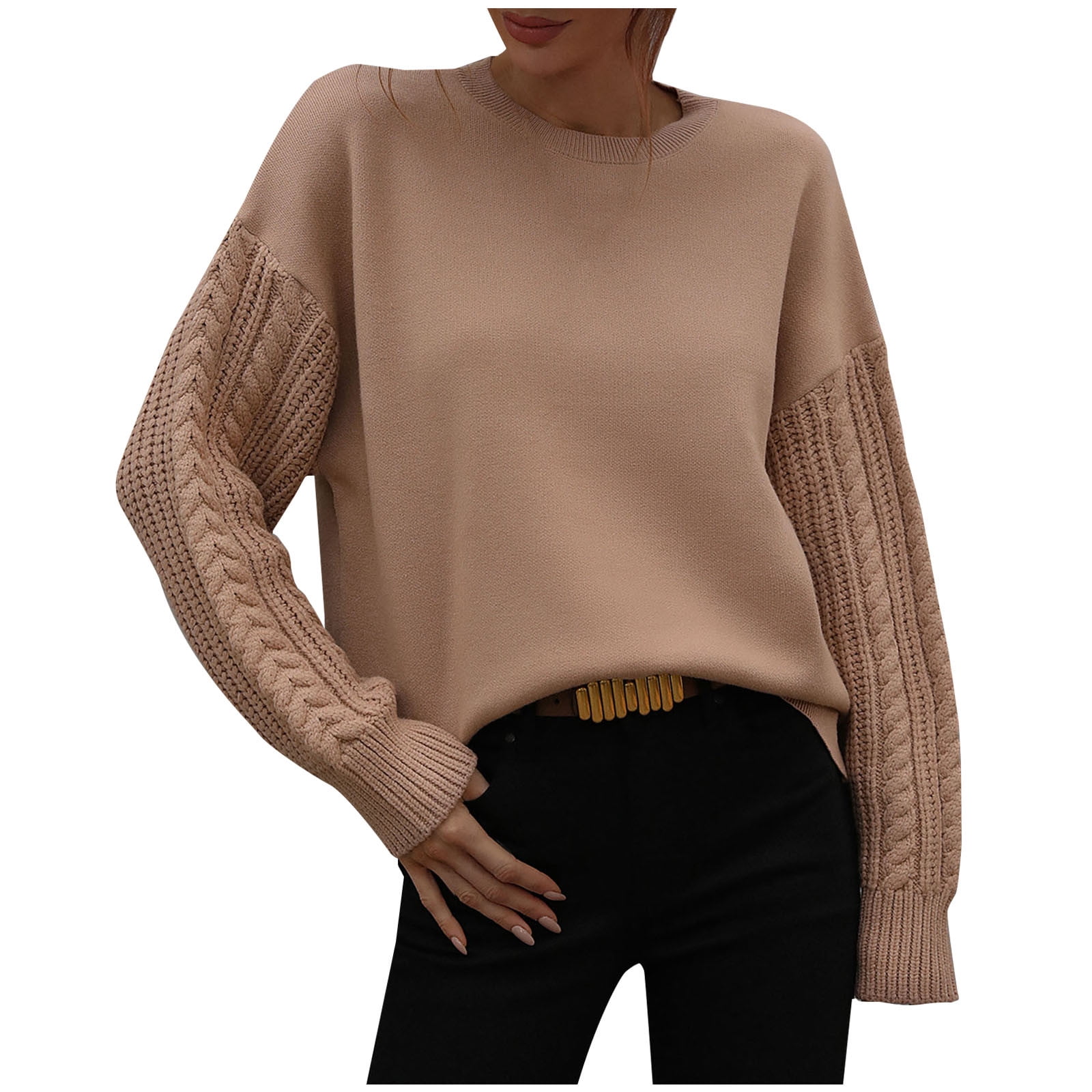 Sweater Dress for Women Women Casual Solid Knitting Thick Needle Twisted  Rope Long Sleeve Round Neck Sweaters Blouse Cardigan Sweaters for Women  Womens Sweaters Black Sweaters for Women - Walmart.com