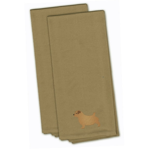 Norfolk Terrier Tan Embroidered Towel Set of 2