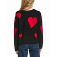 thumbnail image 2 of CeCe womens  Heart Jacquard Crew Sweater, m, Black, 2 of 3
