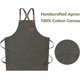 thumbnail image 3 of Zhuge Delantales de chef para hombres y mujeres con bolsillos grandes, delantal de trabajo ajustable de lona de algodón con espalda cruzada, talla M a XXL (gris verdoso), 3 of 3