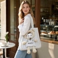 thumbnail image 4 of Soft Furry Pet Carrier Bag For Small Dogs And Cats, Head Out Breathable Travel Tote, Teddy Bear Style Shoulder Handheld Carrier, Gray Khaki, 4 of 6