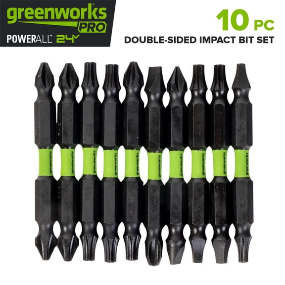 Greenworks Pro 10PC Double-Sided Impact Bit Set, PA51216A1