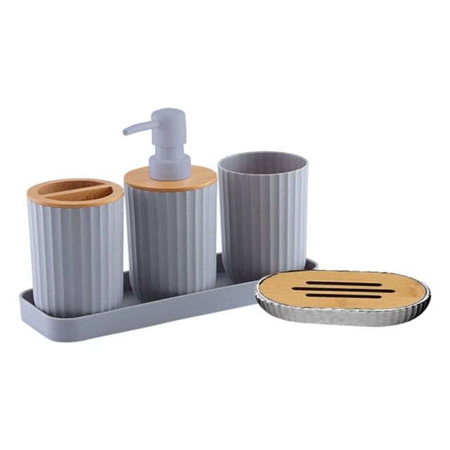 5 Unids Accesorios de Baño Modernos Set Soporte para Cepillo de Jabonera Enjuague Bucal Taza Loción Botella Baño Conjunto Esencial para SM SunniMix Cosas de baño