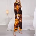 thumbnail image 3 of Fotbe Vintage Sunflower Cow A Pattern Long Sleeve Pajama Set for Women,Sleepwear Set,2-piece Loungewear Set,Soft PJs Comfy Nightwear with Pockets -XX-Large, 3 of 7