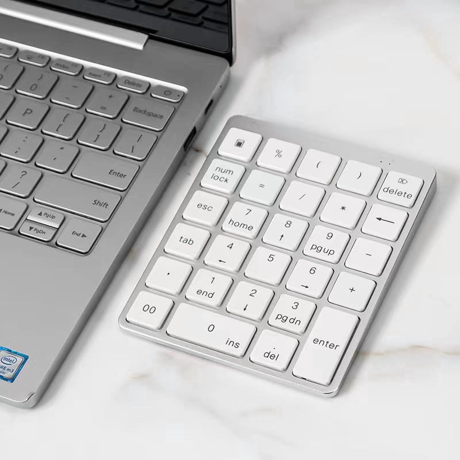 Bluetooth Numeric Keyboard 28Keys Portable Aluminium Alloy Wireless Keyboard for Tablet PC Laptop Rechargeable Numpad Digital
