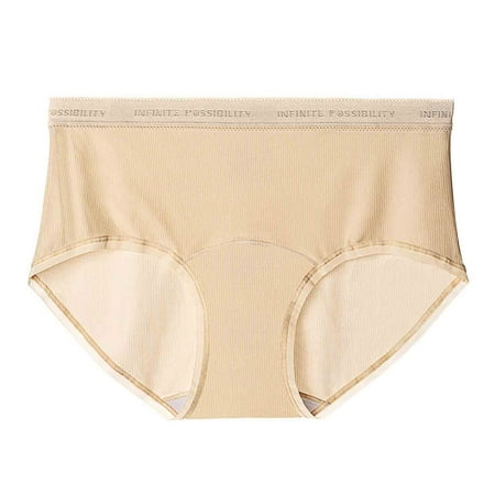 BSDJILFG Cotton Panties for Women Seamless Ribbed Underwear Ice Silk Briefs Soft Stretch Breathable Panty Rollback