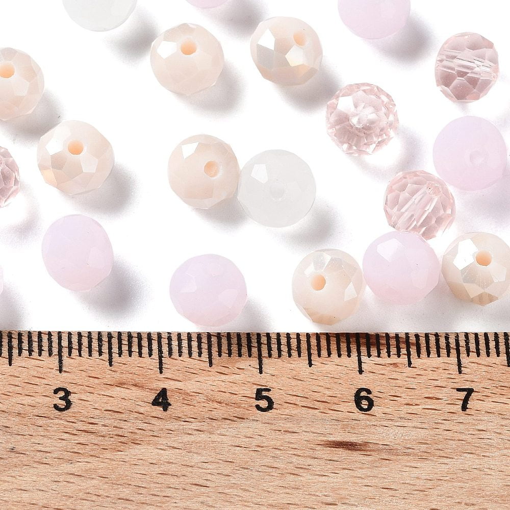 Glass Beads Faceted Rondelle Pink 8x6mm Hole: 1mm 1210pcs/500g