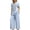 Light Blue, variant on Botanical Embroidered Linen Set for Women, V-Neck Short Sleeve Tunic Top with Wide Leg Palazzo Pants - Boho Summer Vacation Co-ord Outfit White XXL