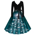 thumbnail image 2 of EGNMCR Robes de Soirée pour Femmes, Robes Formelles pour Femmes, Robes de Cocktail pour Femmes à Manches Longues Robe à Col en V Mode pour Femmes Décontractée à Manches Longues Robe à Imprimé de Noël à Col en V Longueur Genou Robe pour Femmes, 2 of 4