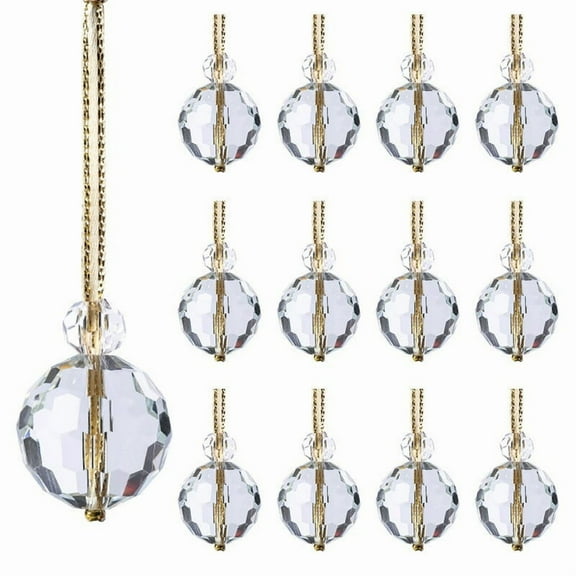 8Pcs Iridescent Mini Christmas Glass Ornaments | Round Prisms Suncatcher with Chain | Crystal Ball Tree & Wedding Decorations | Rainbow Light Catchers for Home & Party Decor