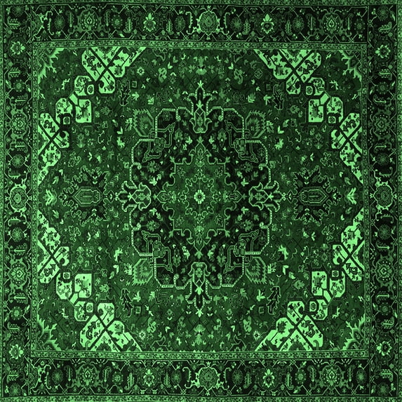 Ahgly Company Indoor Square Persian Emerald Green Traditional Area Rugs, 8' Square