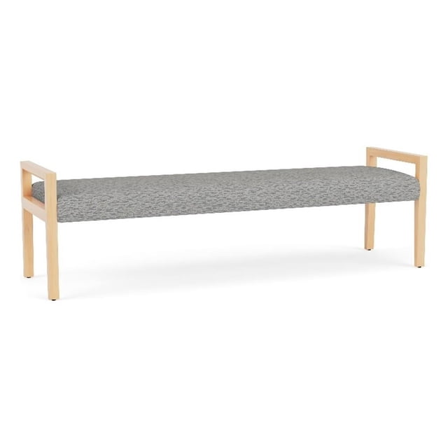 Pemberly Row Waiting Reception 3 Seat Bench Wood Frame in Gray