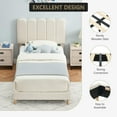 thumbnail image 4 of Historyli Estructura de cama individual con cabecero,listones de madera silenciosos,plataforma sin somier,fácil montaje para apartamentos,color blanco cordero., 4 of 7