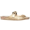 thumbnail image 3 of Womens Stuart Weitzman Freely Flat Slide Sandals - Oro Foil, 3 of 6