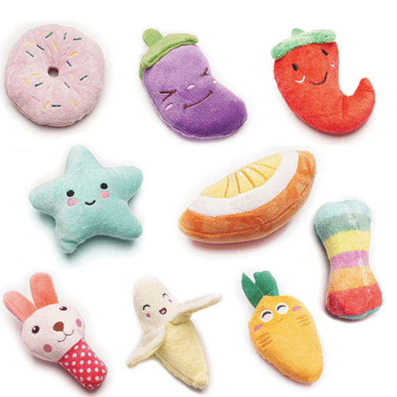 9-Pack Squeaky Dog Toys Set - Plush Puppy Toys with Irresistibly Cute Characters for Small Dogs, Interactive Dog Squeak Toys for Fun&Teeth Cleaning