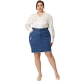thumbnail image 3 of Falde mezclilde talgrande pamujer Faldas de mezclildesgastadas bordadas informales Azul medio XXL, 3 of 6