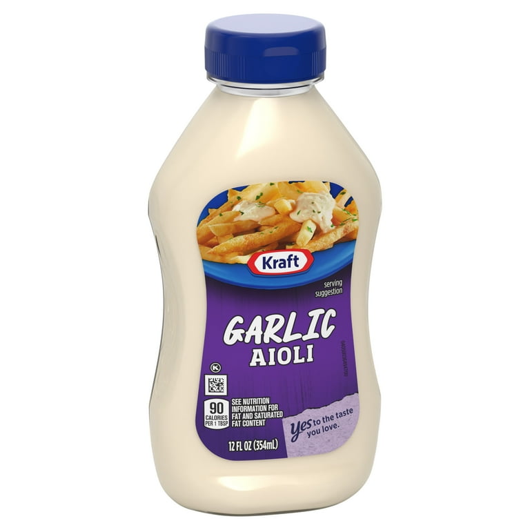 Kraft Garlic Aioli 12 fl oz Bottle Creamy Garlic Sauce for Dips