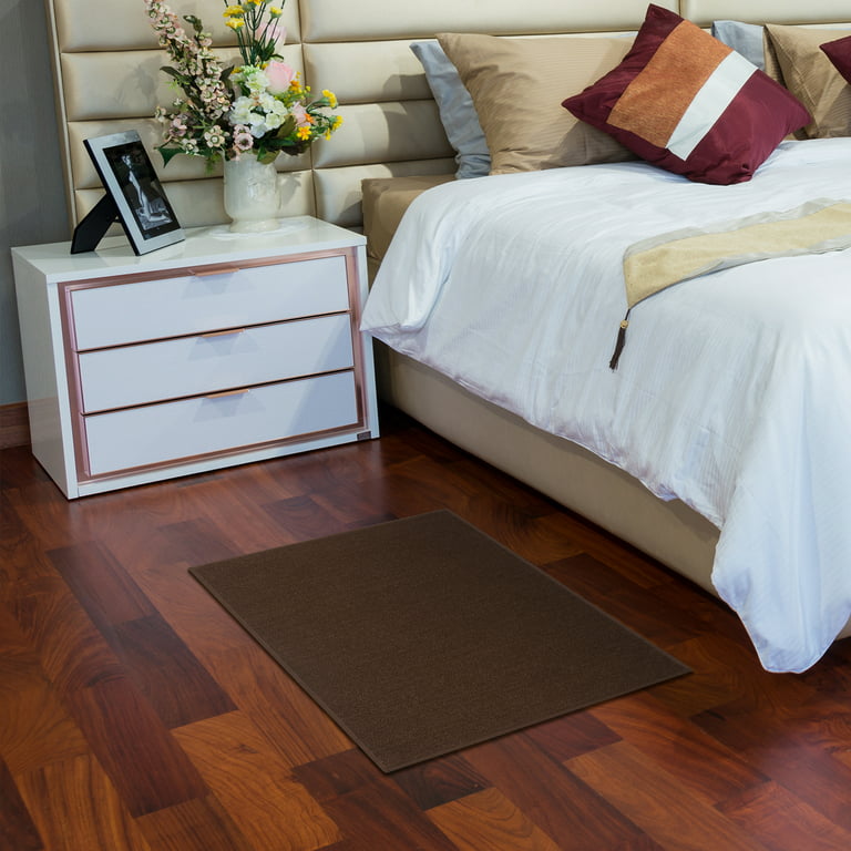 Ottomanson Classics Non-Slip Rubberback Modern Solid 2x3 Indoor Area Rug/Entryway  Mat, 2'3 x 3', Brown 