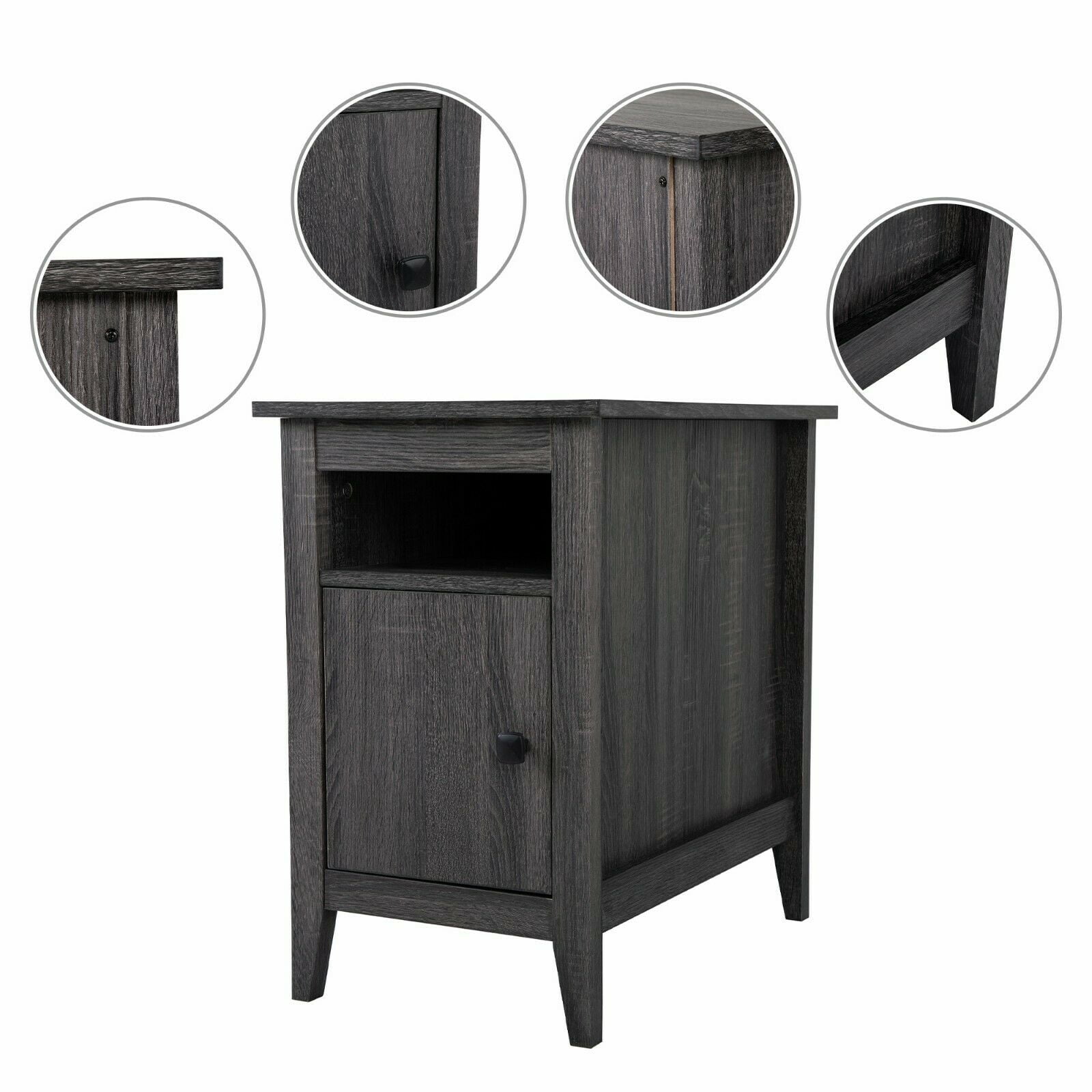 Private Jungle Nightstand Set of 2 for Living Room Bedroom, Bedside End Table w/Storage Cabinet and Open Drawers, Gray Private Jungle Nightstand Set of 2 for Living Room Bedroom, Bedside End Table w/Storage Cabinet and Open Drawers, Gray