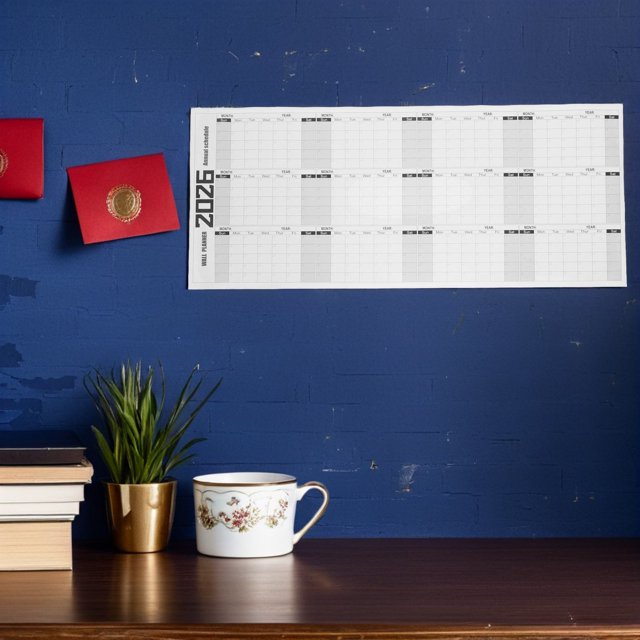 COMPUKAS Grand Calendrier Mural Effaçable à Sec Noir Tableau Blanc Réutilisable pour Planification Annuelle de la Maison